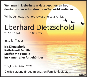 Traueranzeige von Eberhard Dietzschold von Trauerkombi Zeitz