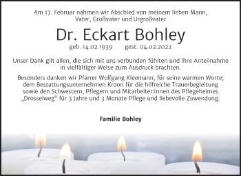 Traueranzeige von Eckart Bohley von Mitteldeutsche Zeitung Halle/Saalkreis