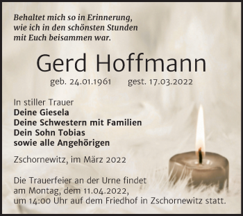 Traueranzeige von Gerd Hoffmann von Super Sonntag Wittenberg