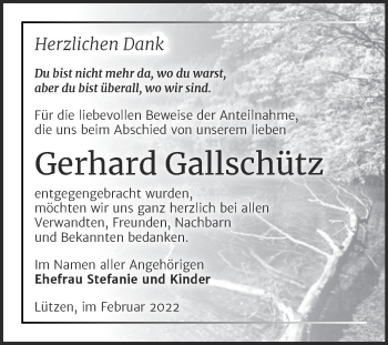 Traueranzeige von Gerhard Gallschütz von Trauerkombi Weißenfels