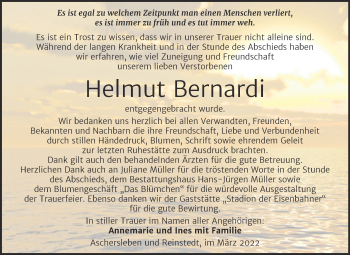 Traueranzeige von Helmut Bernardi von Trauerkombi Aschersleben