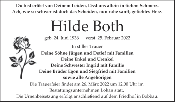 Traueranzeige von Hilde Both von Trauerkombi Bitterfeld
