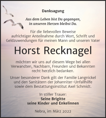 Traueranzeige von Horst Recknagel von Naumburger Tageblatt