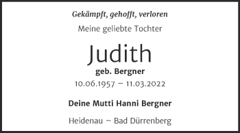 Traueranzeige von Judith  von Trauerkombi Merseburg