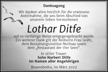 Traueranzeige von Lothar Ditfe von Trauerkombi Merseburg