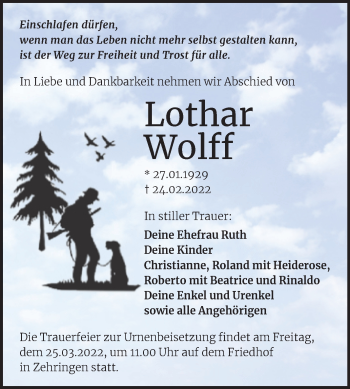 Traueranzeige von Lothar Wolff von Trauerkombi Köthen