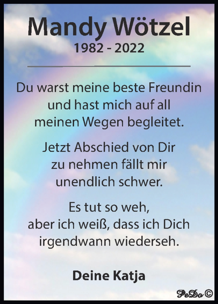  Traueranzeige für Mandy Wötzel vom 05.03.2022 aus Trauerkombi Zeitz