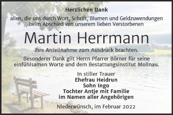 Traueranzeige von Martin Herrmann von Trauerkombi Merseburg