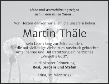 Traueranzeige von Martin Thäle von Trauerkombi Bitterfeld
