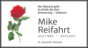 Traueranzeige von Mike Reifahrt von Mitteldeutsche Zeitung Halle/Saalkreis