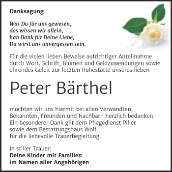 Traueranzeige von Peter Bärthel von Trauerkombi Weißenfels
