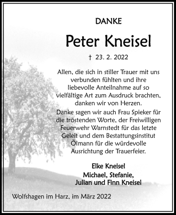 Traueranzeige von Peter Kneisel von Mitteldeutsche Zeitung Quedlingburg