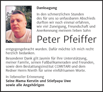 Traueranzeige von Peter Pfeiffer von Trauerkombi Weißenfels