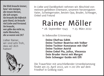 Traueranzeige von Rainer Möller von Trauerkombi Köthen
