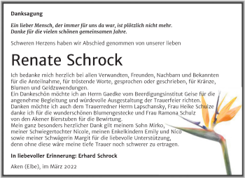 Traueranzeige von Renate Schrock von Trauerkombi Köthen