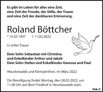 Traueranzeige von Roland Böttcher von Trauerkombi Zeitz