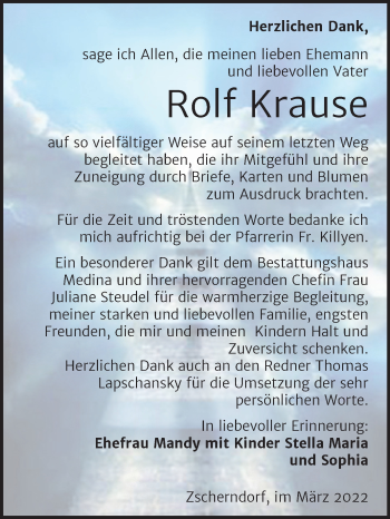 Traueranzeige von Rolf Krause von Trauerkombi Bitterfeld