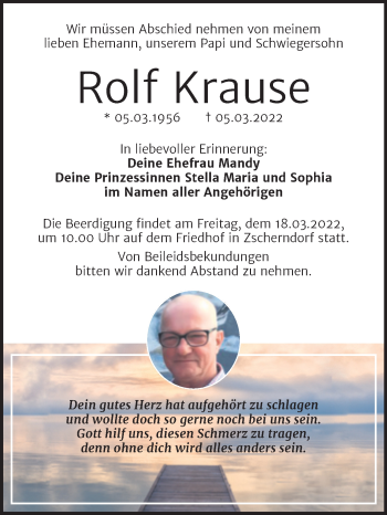 Traueranzeige von Rolf Krause von Trauerkombi Bitterfeld