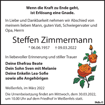 Traueranzeige von Steffen Zimmermann von Trauerkombi Weißenfels