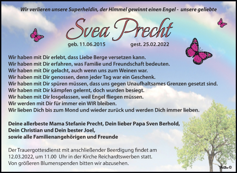  Traueranzeige für Svea Precht vom 05.03.2022 aus Trauerkombi Weißenfels