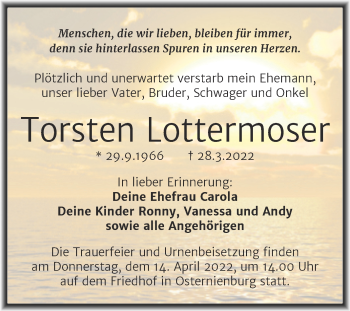 Traueranzeige von Torsten Lottermoser von Trauerkombi Köthen