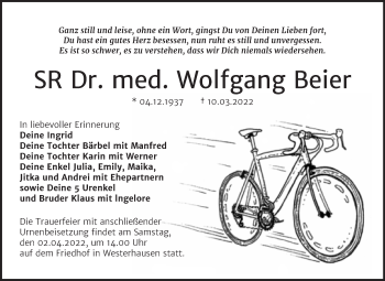 Traueranzeige von Wolfgang Beier von Trauerkombi Quedlinburg