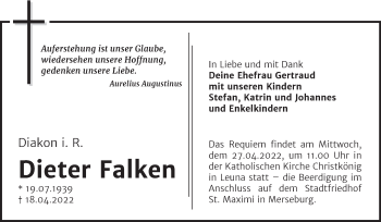 Traueranzeige von Dieter Falken von Mitteldeutsche Zeitung Merseburg/Querfurt
