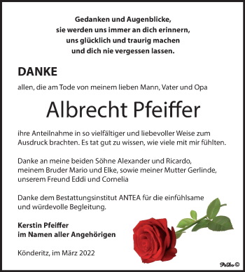 Traueranzeige von Albrecht Pfeiffer von Trauerkombi Zeitz