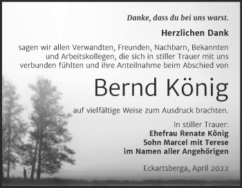 Traueranzeige von Bernd König von Wochenspiegel Naumburg/Nebra