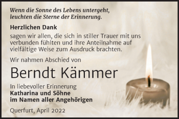 Traueranzeige von Berndt Kämmer von Trauerkombi Merseburg