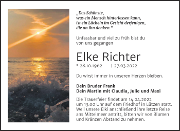 Traueranzeige von Elke Richter von Trauerkombi Weißenfels