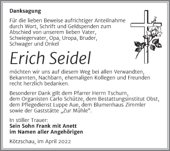 Traueranzeige von Erich Seidel von Trauerkombi Merseburg