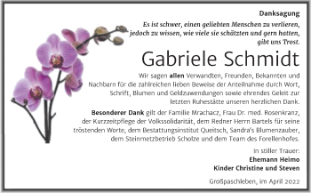 Traueranzeige von Gabriele Schmidt von Trauerkombi Köthen