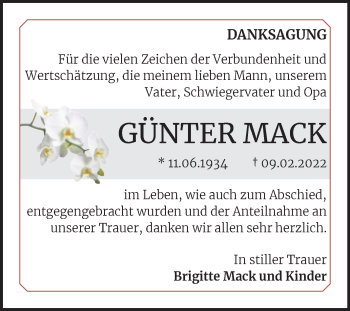 Traueranzeige von Günter Mack von Mitteldeutsche Zeitung Halle/Saalkreis