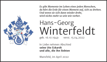 Traueranzeige von Hans-Georg Winterfelt von Trauerkombi Mansfelder Land