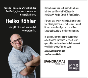 Traueranzeige von Heiko Köhler von Mitteldeutsche Zeitung Dessau-Roßlau