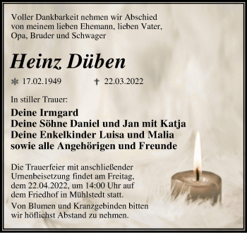 Traueranzeige von Heinz Düben von Trauerkombi Dessau