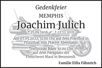 Traueranzeige von Joachim Julich von Mitteldeutsche Zeitung Halle/Saalkreis