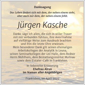Traueranzeige von Jürgen Kasche von Trauerkombi Merseburg
