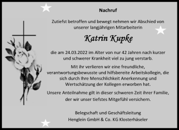 Traueranzeige von Katrin Kupke von Super Sonntag Naumburg/Nebra