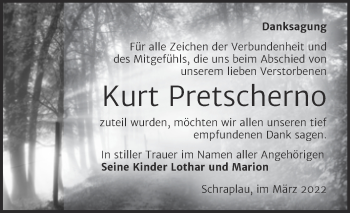 Traueranzeige von Kurt Pretscherno von Trauerkombi Merseburg