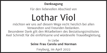 Traueranzeige von Lothar Viol von Wochenspiegel Naumburg/Nebra