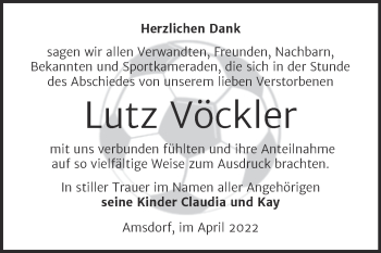 Traueranzeige von Lutz Vöckler Vöckler von Trauerkombi Mansfelder Land