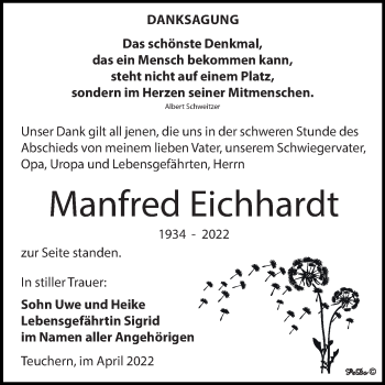 Traueranzeige von Manfred Eichhardt von Trauerkombi Weißenfels
