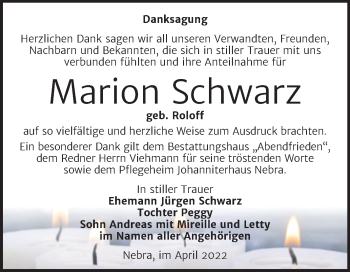 Traueranzeige von Marion Schwarz von Trauerkombi Merseburg