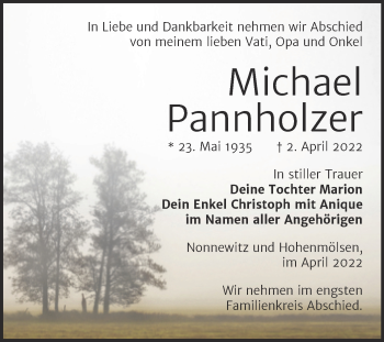 Traueranzeige von Michael Pannholzer von Trauerkombi Zeitz