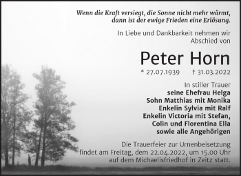 Traueranzeige von Peter Horn von Trauerkombi Zeitz