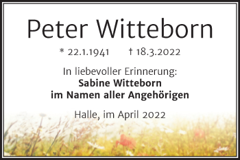 Traueranzeige von Peter Witteborn von Mitteldeutsche Zeitung Halle/Saalkreis
