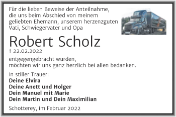 Traueranzeige von Robert Scholz von Trauerkombi Merseburg
