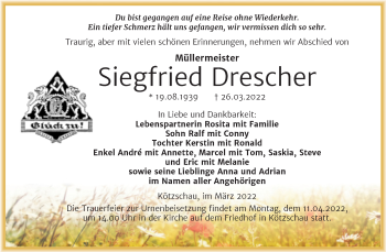 Traueranzeige von Siegfried Drescher von Trauerkombi Merseburg